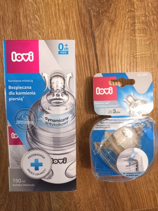 Butelka lovi 150 ml medical+ smoczki wolny przepływ 3m+