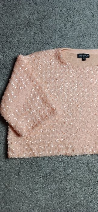 Błyszczący sweterek damski Topshop L