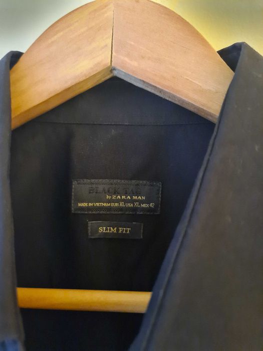 Camisa Preta Zara Slim Fit - Tamanho L 42 Shirt