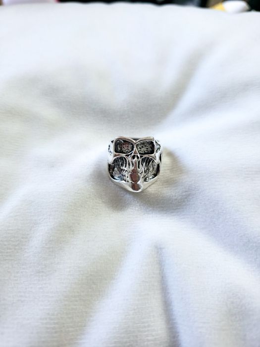 Srebrny pierścionek pierścień sygnet czaszka alternative Gothic emo y2