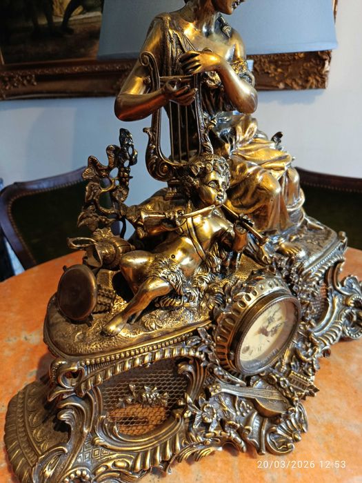 Grande Relógio Mesa Corda Bronze Antigo 63 cm