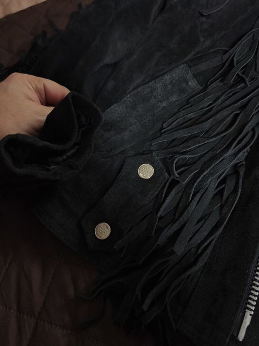 ХЛ, Замша натуральна,  косуха байкерстка з закльопками та  бахромою