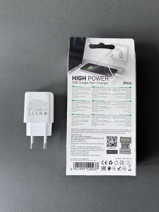 Power Adapter GaN 20W USB-C зарядний блок адаптер швидка зарядка iphone та андроід