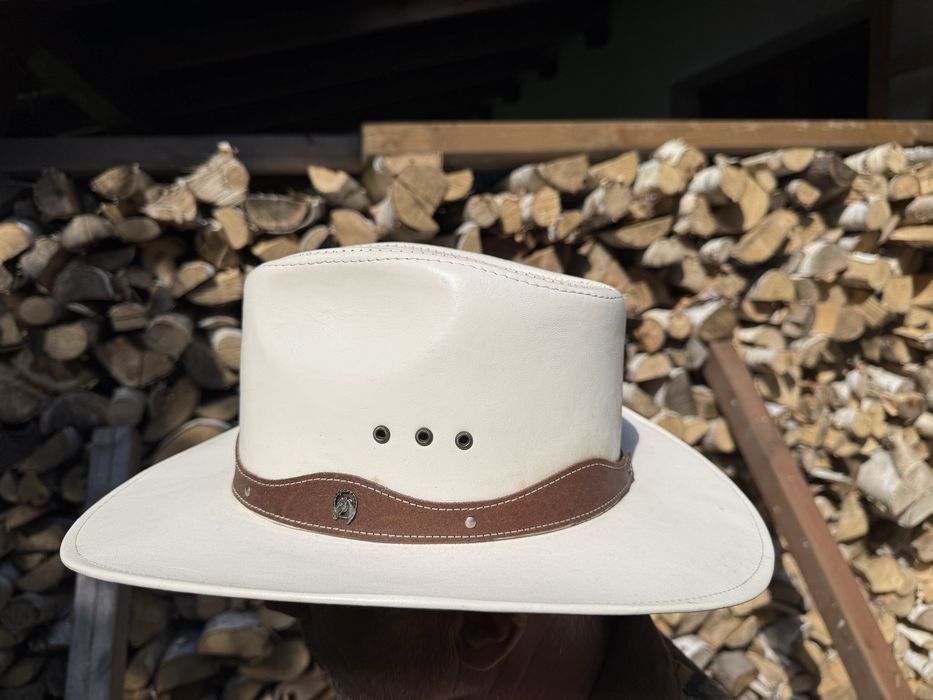 Kapelusz kowbojski WIT Leather Skoczów skórzany biały western r. 60