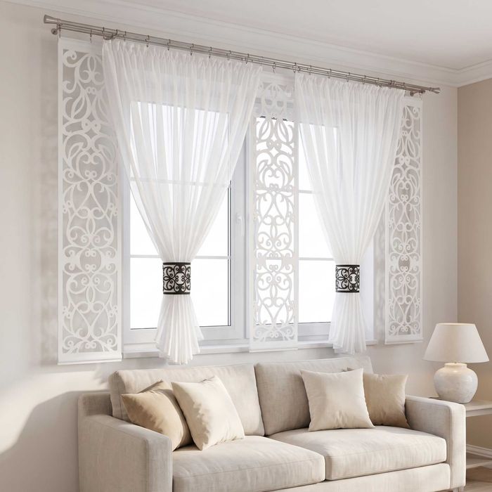 3 Panele Ażurowe 30X130Cm Plus Kokony Karnisz 2,5M
