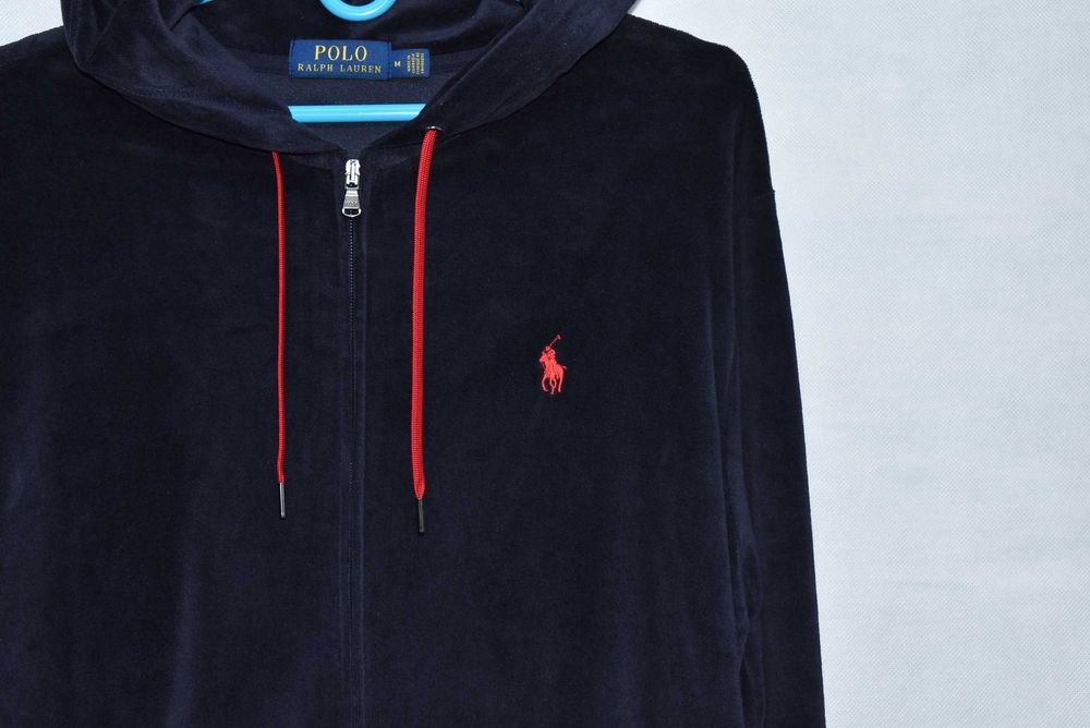 Ralph Lauren Polo Welurowa Rozpinana Bluza z Kapturem M