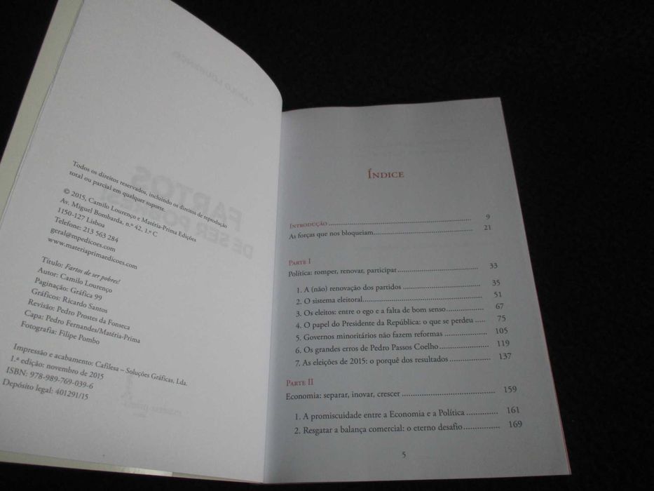 Livro Fartos de Ser Pobres! Camilo Lourenço 1ª edição 2015