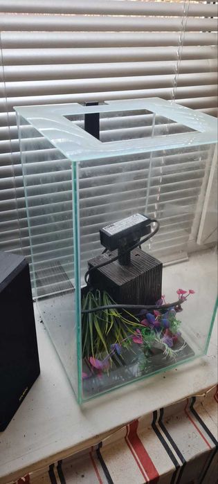 aquarium fluval chi аквариум флувал чи 24 л +прикалухи в комплекте. Мини аквариум с фильтром и светом бу дизайн дзен, декорации грот туф рыбк