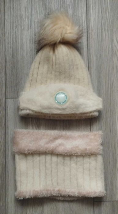 Zestaw zimowy damski: czapka + szalik komin