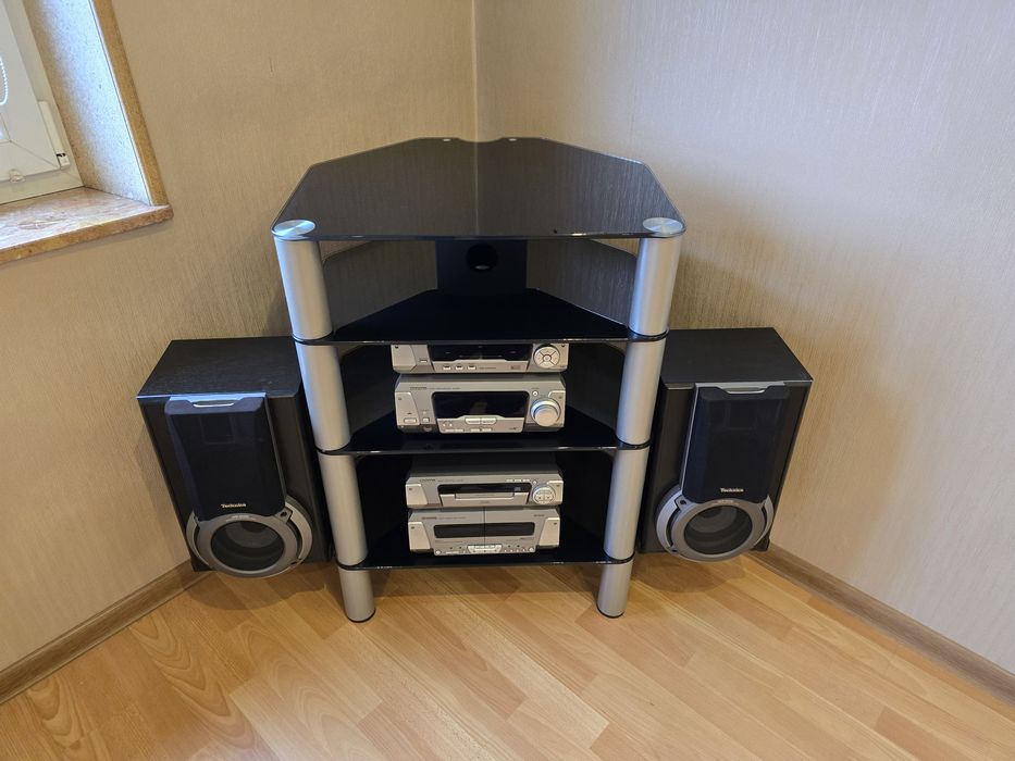 Stolik rtv narożny półki szklane