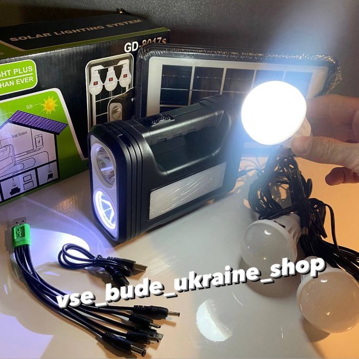 Фонарь GDplus 8017s аккумуляторы 18650 станиця с лампочками