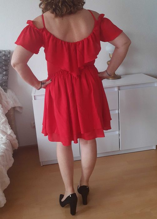 sukienka hiszpanka mini L czerwona