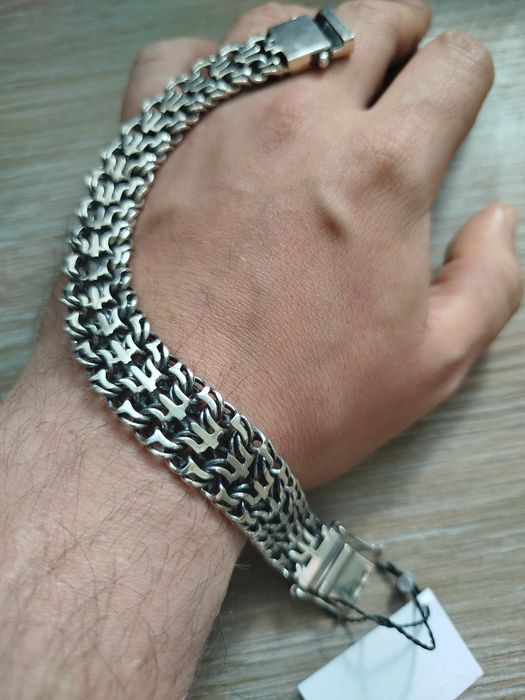Срібний браслет 55г чоловічий, мужской серебряный браслет 925