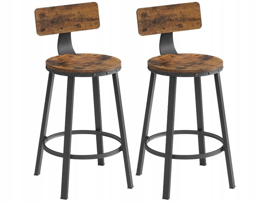 Hokery Barowe, Zestaw 2 Szt., Krzesła 62,5 Cm Vasagle Lbc076B01V1