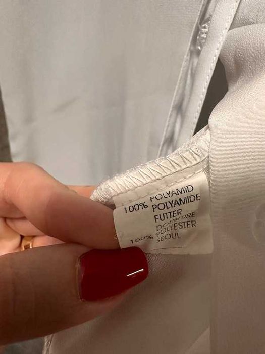 Biała przezroczysta koszula mgiełka rozpinanym z krótkim rękawem XL