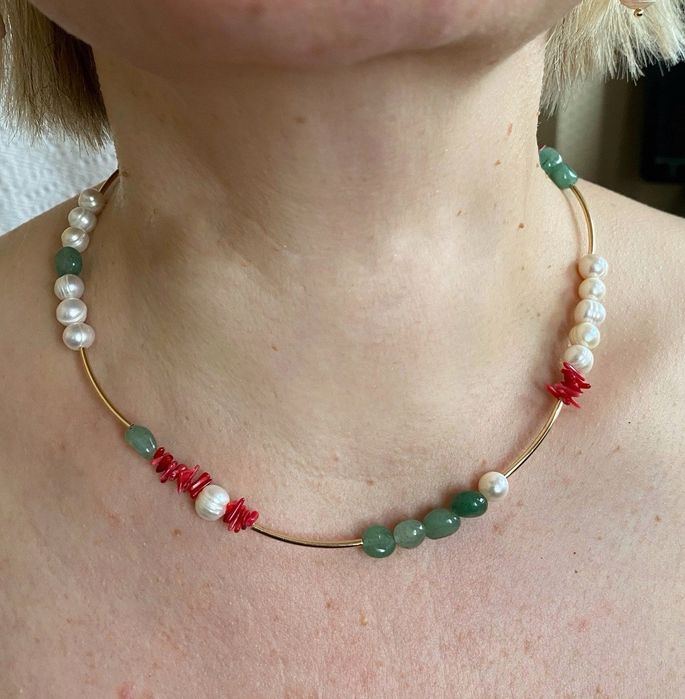 Комплект украшений ручной работы колье серьги