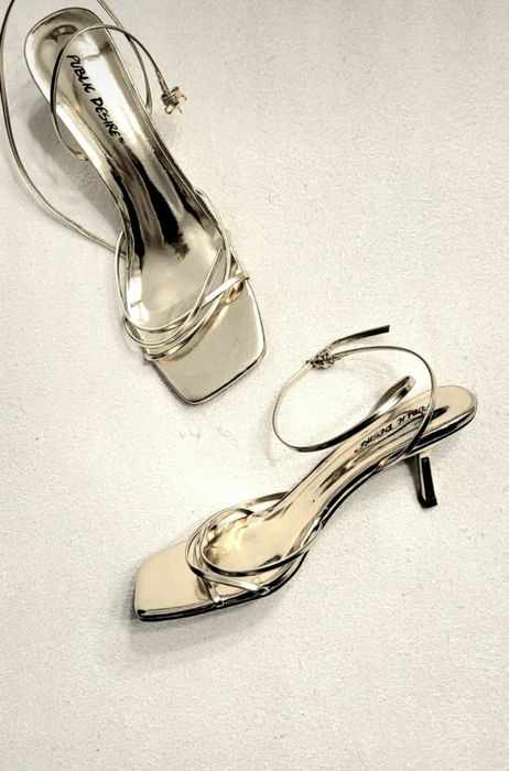 PUBLIC desire piękne złote sandały buty na obcasie sexy sandałki 41