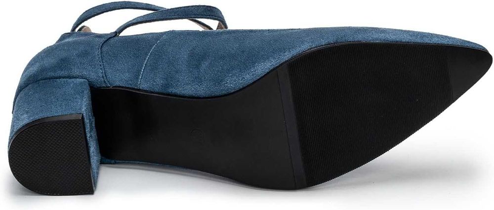 Niebieskie buty czółenka na słupku a'la zamszowe klasyczne szpic 41