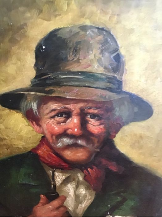 Grande retrato óleo sobre tela emoldurado.Negociável.