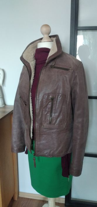 Skórzana,  brązowa kurtka damska w rozmiarze M/L