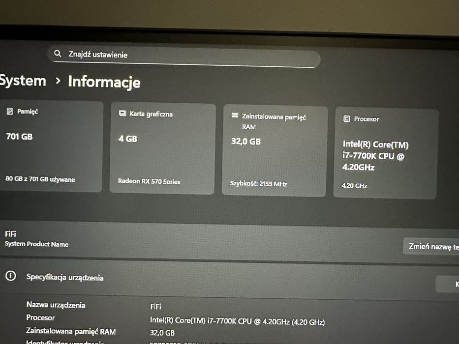 Komputer do gier, i7 32gb ram + klawiatura i myszka