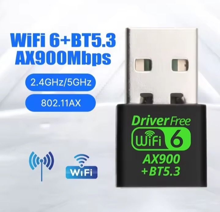 Adaptador USB AX900 WiFi 6 + Bluetooth 5.3 – 2 em 1, Dual Band 2.4G/5G