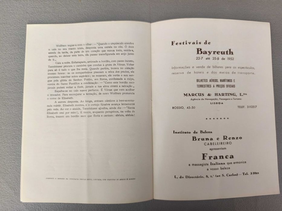 TANNHÃUSER - Wagner -
Programa Ópera S. Carlos