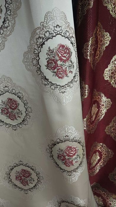zasłony z metra BORDO/BEŻ/ZŁOTO szer 280 cmgruba,tkana OBNIZKA