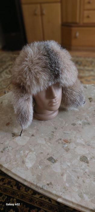 Молодёжная меховая шапка с кожаным .верхом модель АВИАТОР