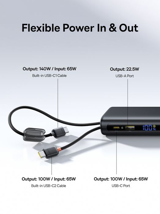 Повербанк 145W BASEUS 25000mAh EnerFill FC41 з 2 кабелями Power Bank