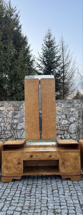 Toaletka Art deco czeczot brzozowy lata 30/50 komoda z lustem