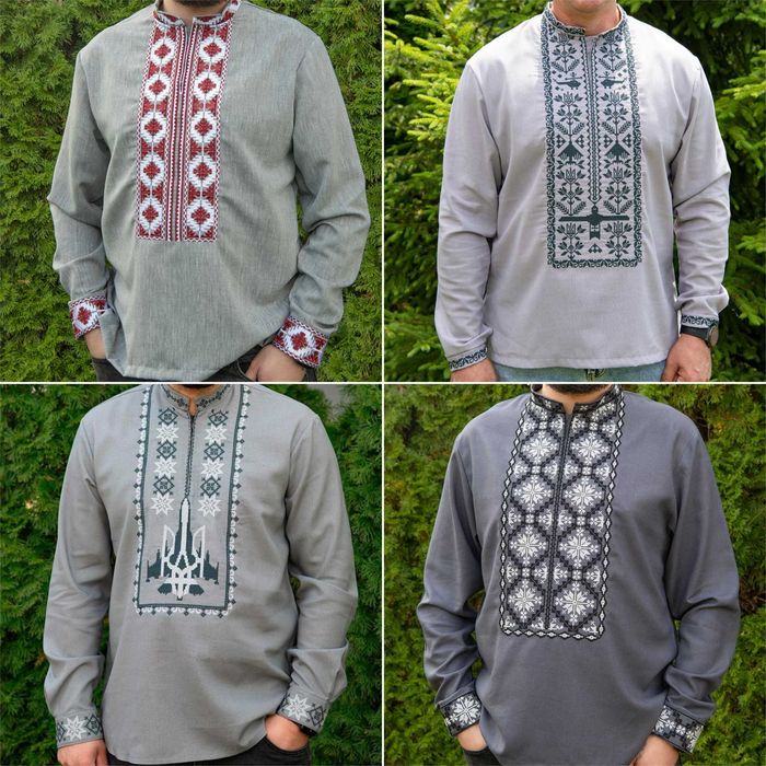 Вишиванка чоловіча лляна українська сорочка вишита з довгим рукавом