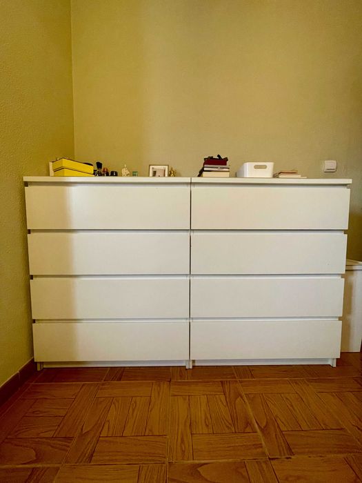 MALM Cómoda c/4 gavetas, branco, 80x100 cm