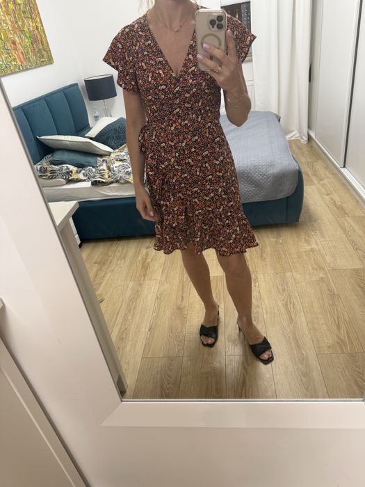 Sukienka damska M kopertowy wzor urocza w kwiatuszki