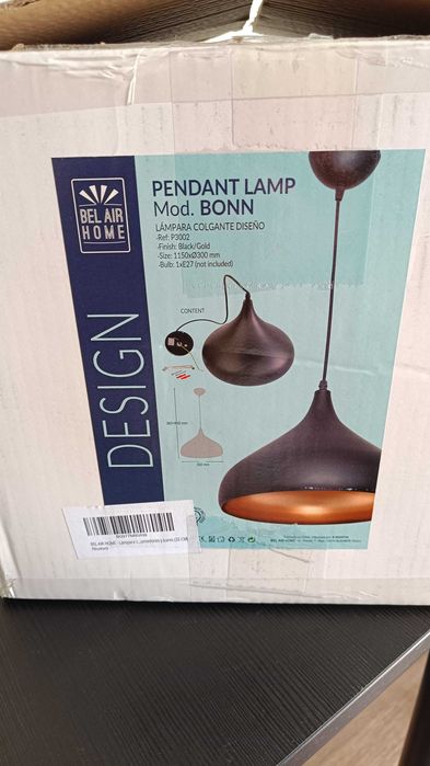 Kurier GRATIS, Lampa wisząca vintage retro loft złoto czerń, E27