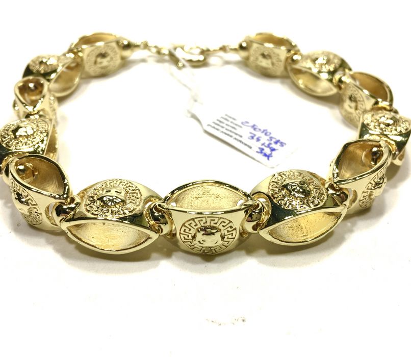 Złota, męska bransoleta VERSACE, pozłacana ogniowo 585 nabite próby