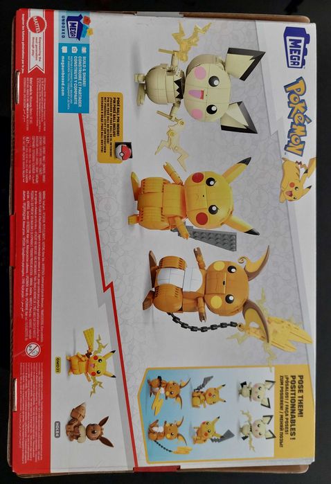 Mega Construx 3 Evoluções (Pichu, Pikachu, Raichu), NOVO, selado