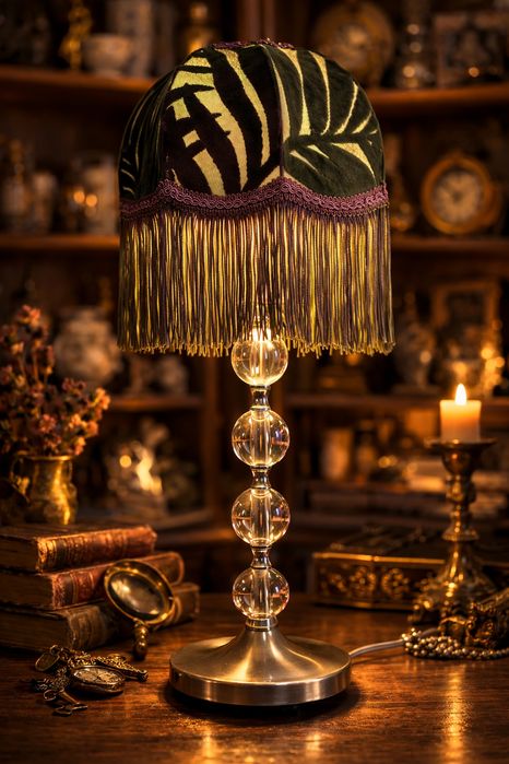 Настільна лампа з зеленим абажуром | Класичний декор | Висота 50 см