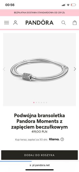 podwójna bransoletka Pandora