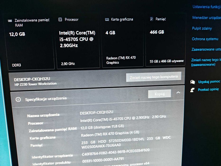 Komputer do Gier, Intel Core i5-4570S, 12GB RAM, 500GB, RADEON RX 470