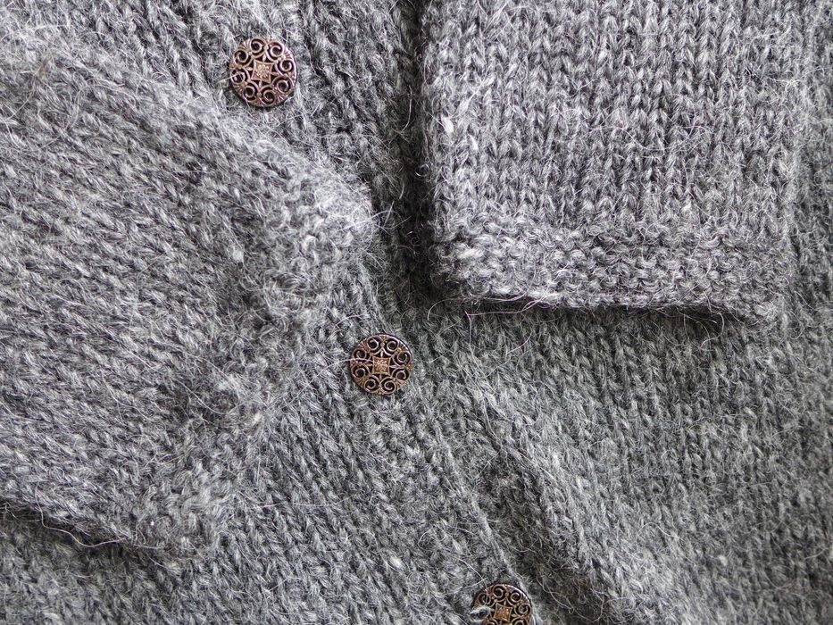 Wełniany ISLANDZKI SWETER rozpinany kardigan S 36 M 38 handmade WEŁNA