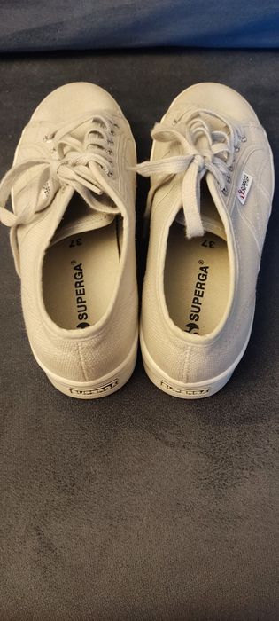 Szare trampki jesień Superga 37 koturn
