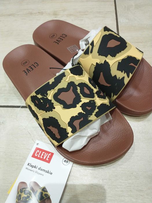 Klapki damskie panterka rozmiar 40