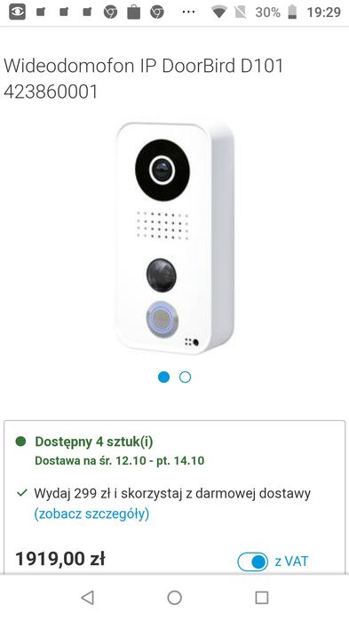 Doorbird d101 wideodomofon bialy brama bramka