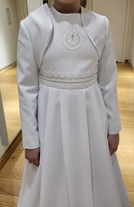 Sukienka komunijna bolerko buty torebka 140 - 145cm