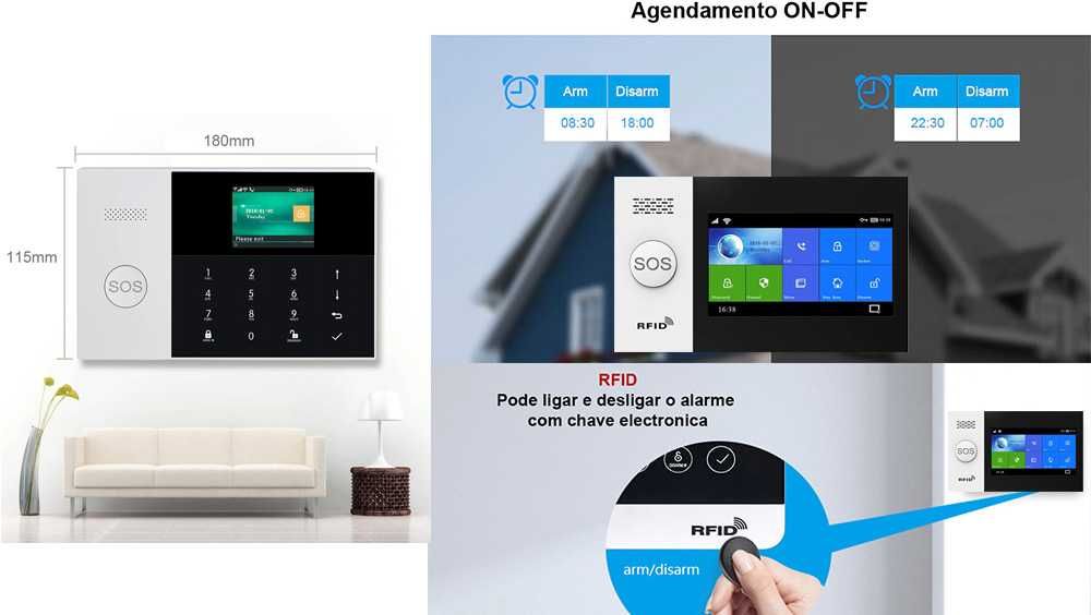 Alarme Tuya Loja sem Fios Câmera+Sirene Wifi/GSM Android/iOS (NOVO)
