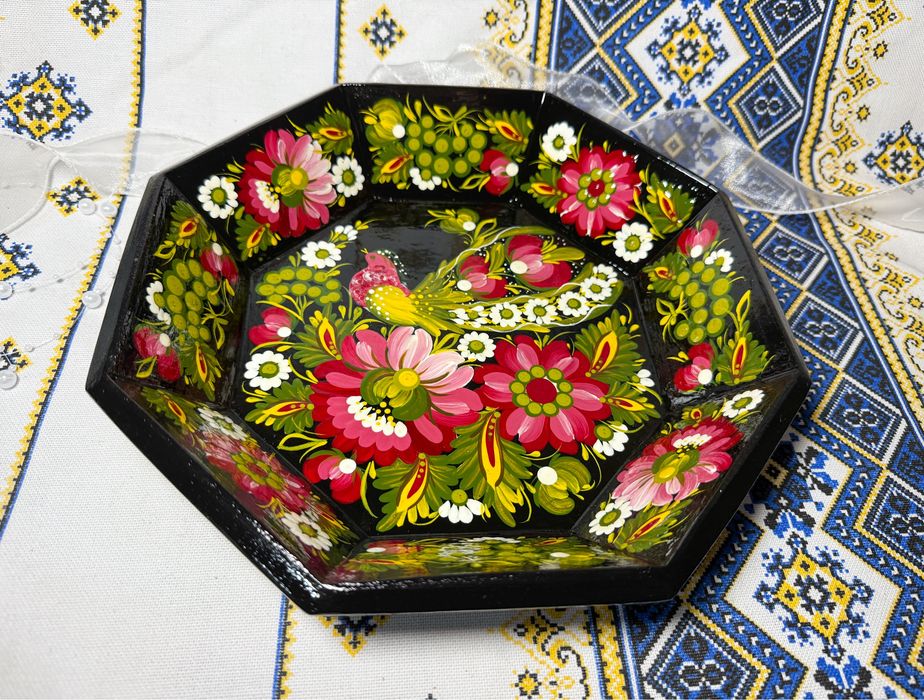Цукерниця, фруктовниця, тарілка, посуд, петриківський розпис