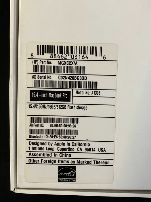 Apple MacBook Pro 15” Retina (A1398, i7, 16 GB, 512 GB) + akcesoria