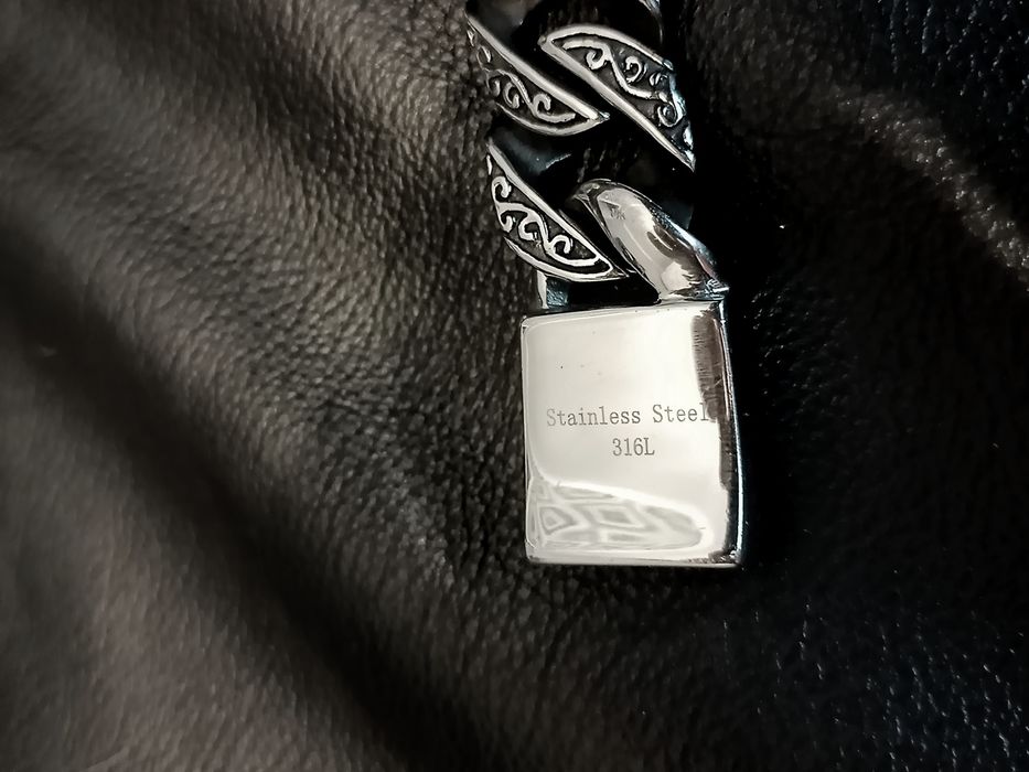 Masywna stalowa bransoletka nordycka wiking Stainless Steel 316L runy