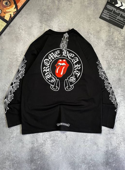Лонгслив Chrome Hearts черный оверсайз / кофта хром хардс